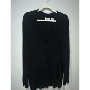 Chicos Travelers 3 Sparkle Button Cardigan Women's Size XL 3 Black Travel Slinky